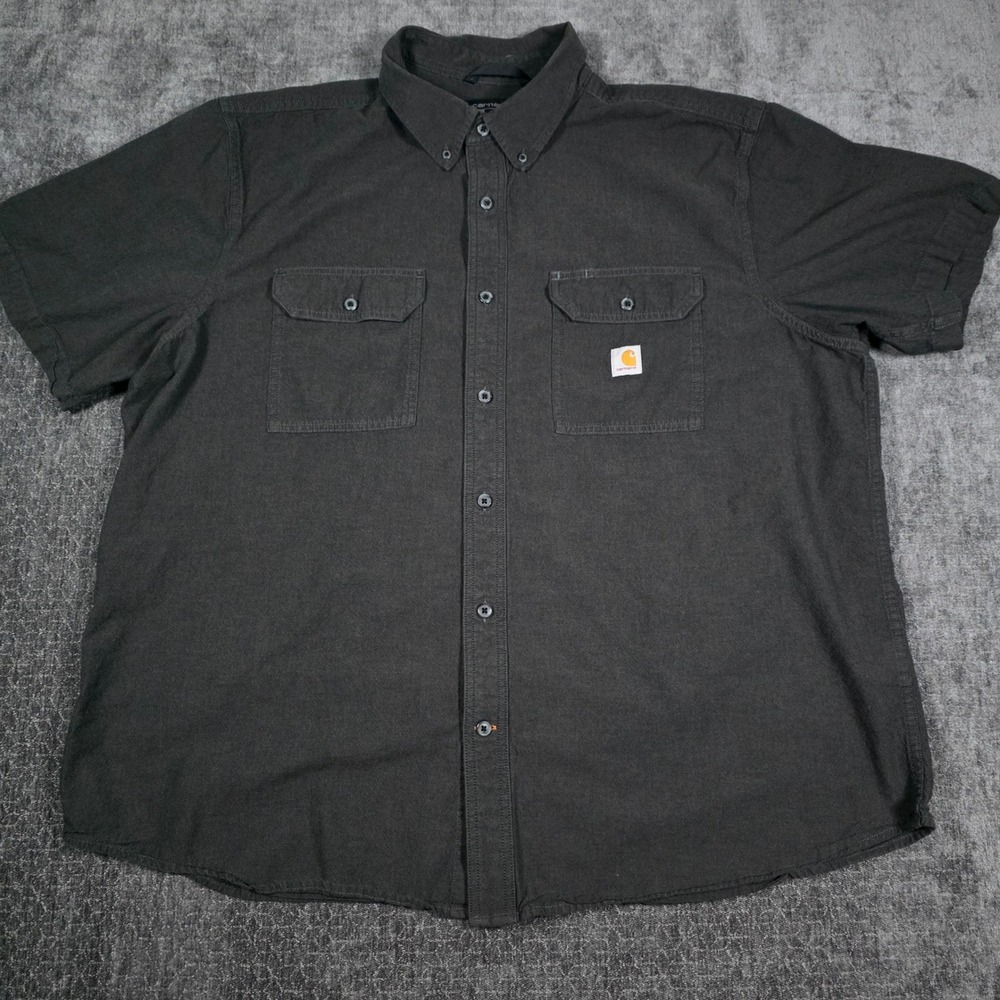 Carhartt Mens XXL 2XL Loose Fit Short Sleeve Button Down Shirt Black TW4369-M